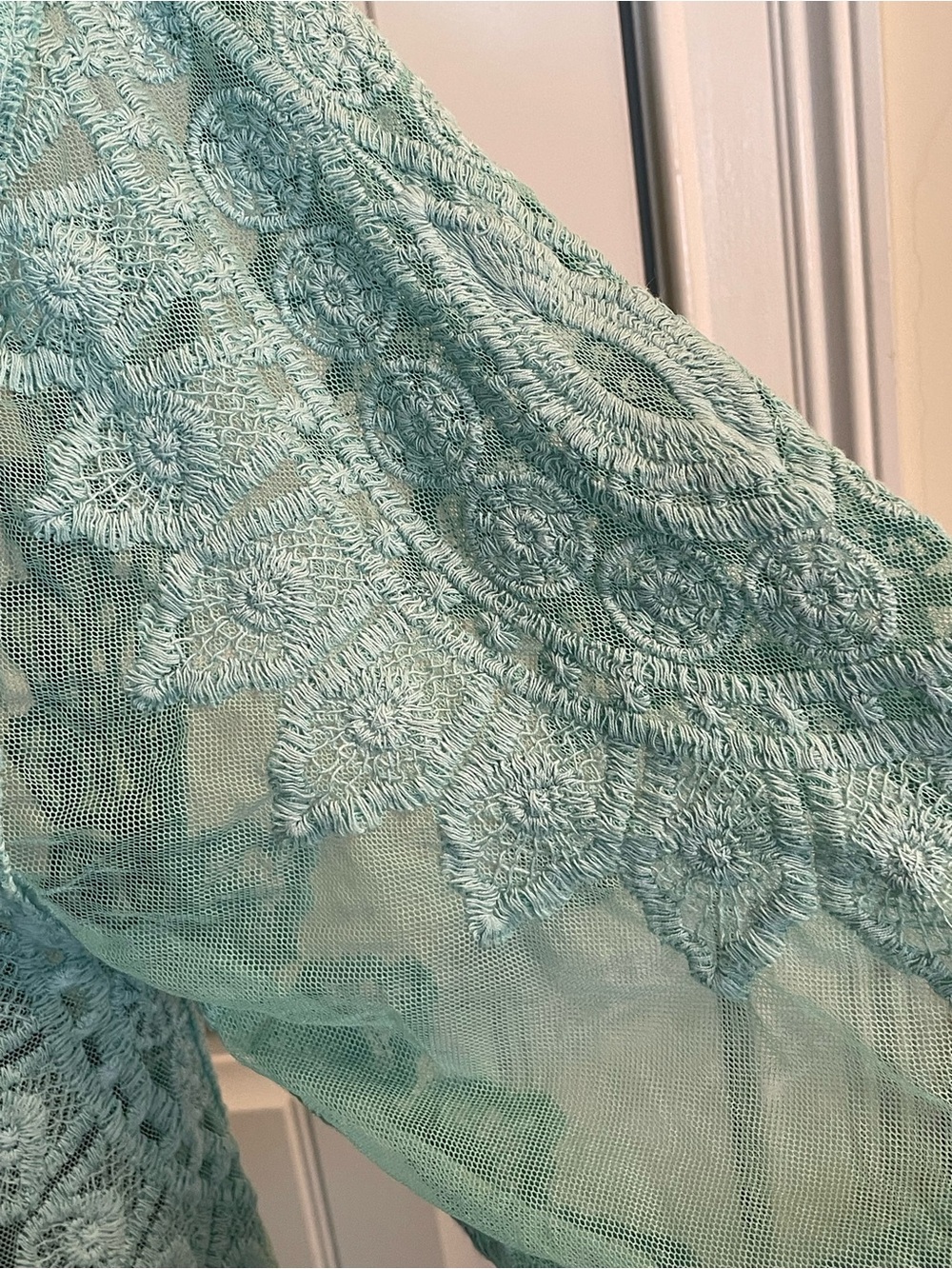 Rachel Zoe Aqua Embroidery Lace Kimono Cover-up - Picture 4 of 6